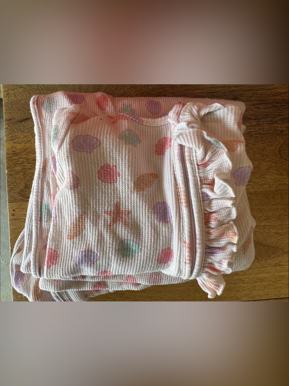Caden Lane Pink Seashell Ruffle Baby Swaddle Blanket - Kids Accessories